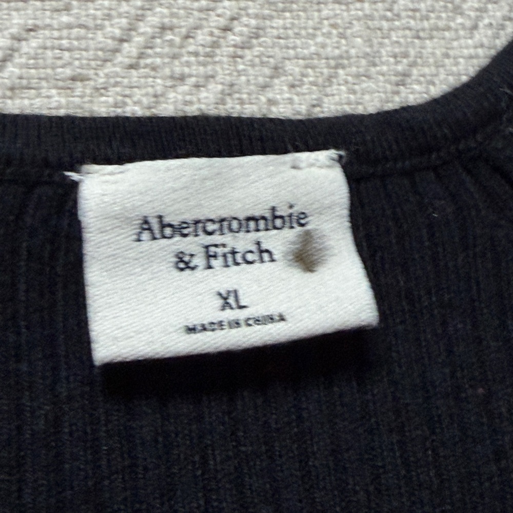 Abercrombie & Fitch Black Rib Sweatheart Neckline Cutout Bodycon Midi Dress XL - Picture 7 of 8